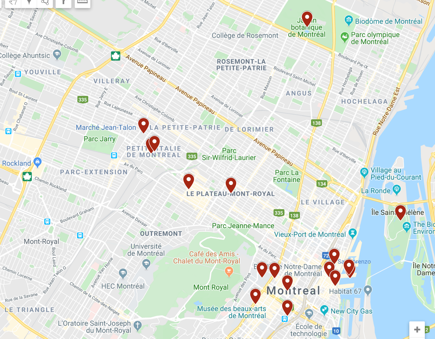 Mapa Montreal
