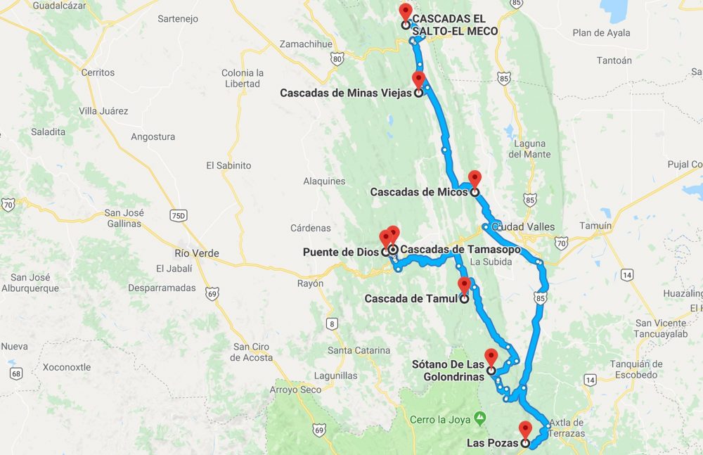 Mapa de la Huasteca