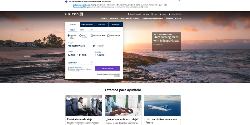 Razones para viajar con United Airlines