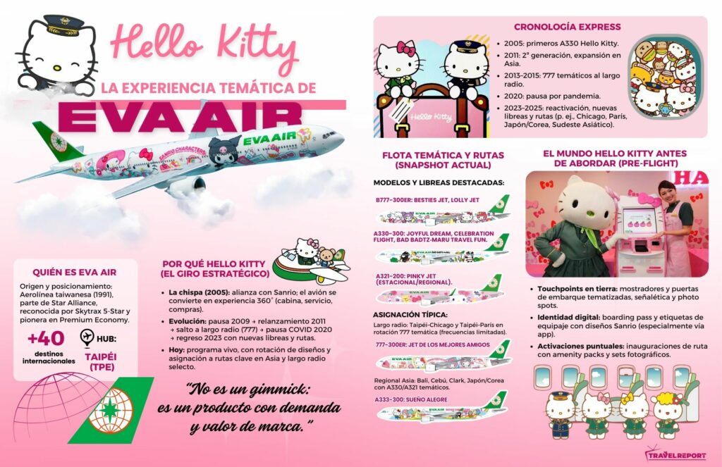 infografía eva air hello kitty
