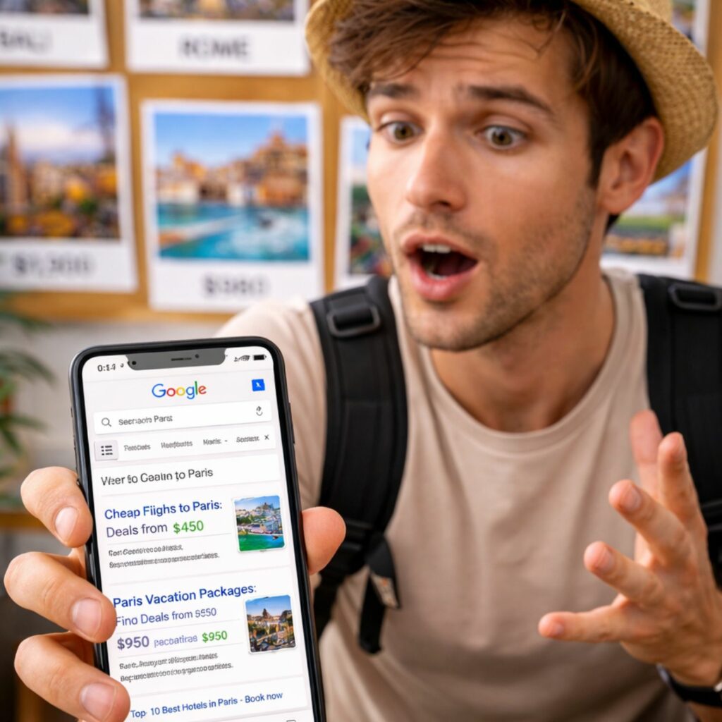 turista que ve todo en internet