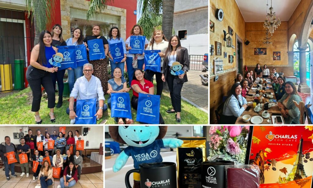 Agentes en las charlas con cafe de Mega Travel.